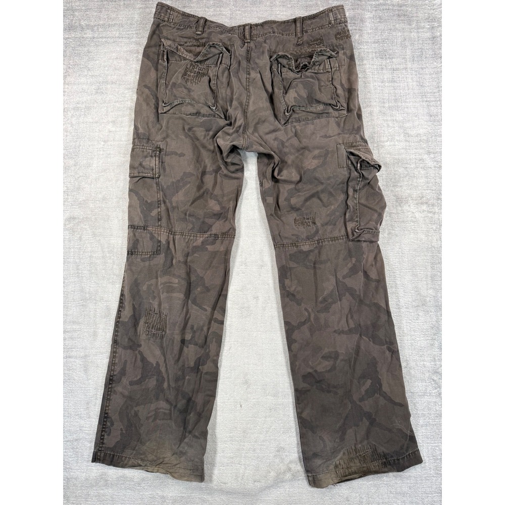 Point Zero Pants Mens 40 Gray Camo Cargo Y2K Distressed Relaxed Fit Utility - Picture 2 of 12